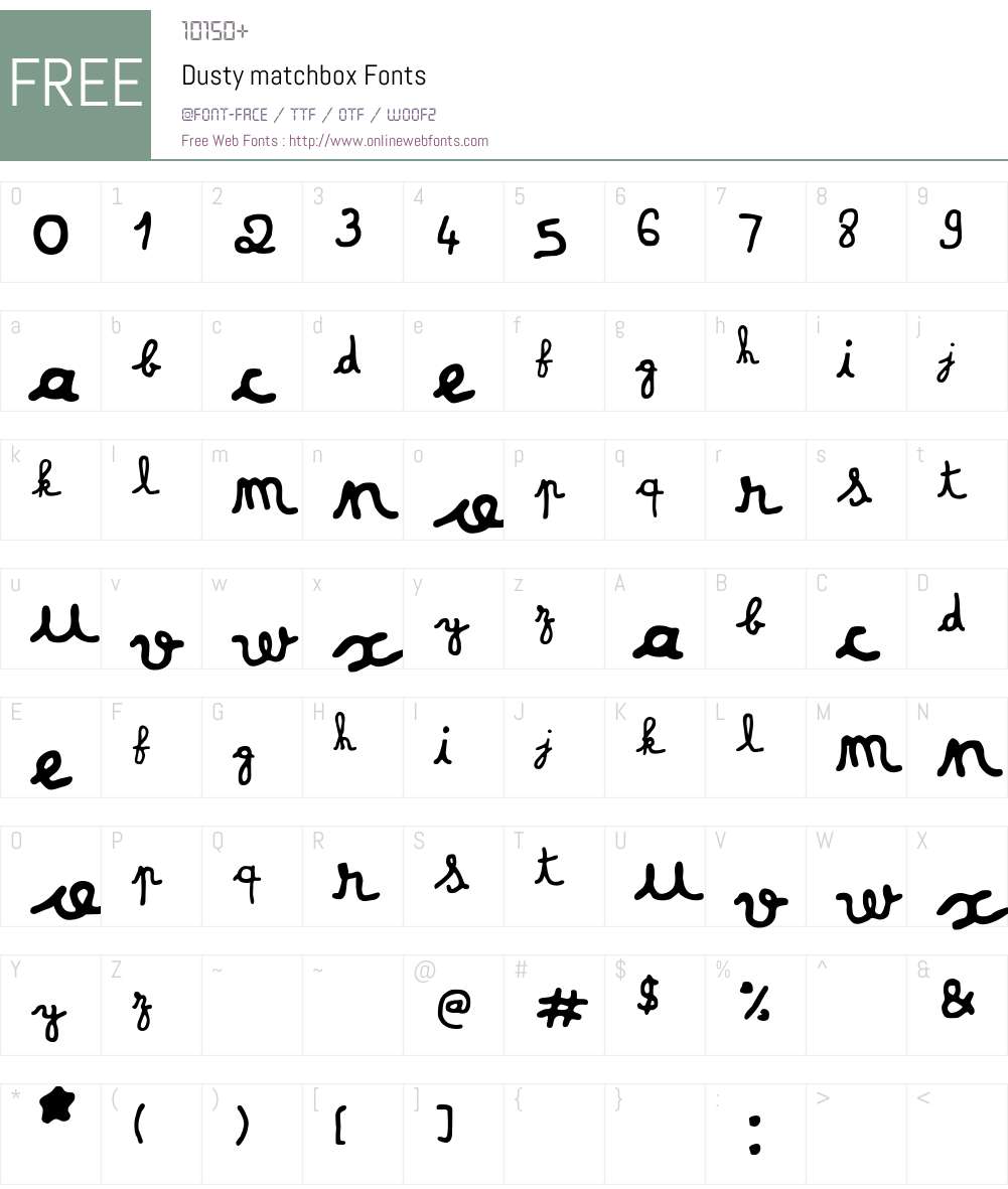 Dusty matchbox Font Screenshots