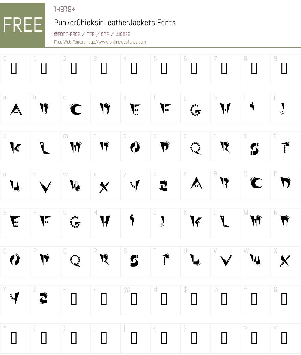 PunkerChicksinLeatherJackets Font Screenshots