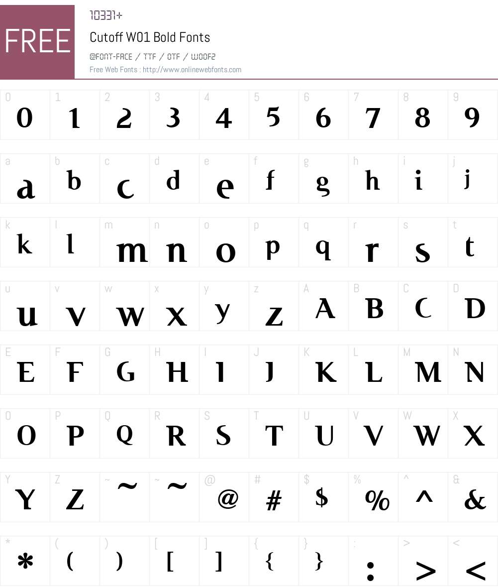 CutoffW01-Bold Font Screenshots