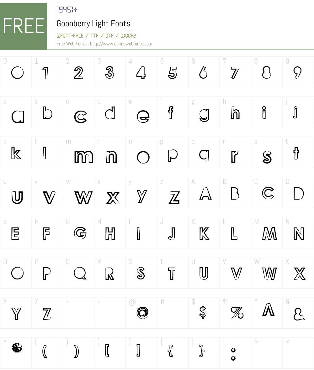 Goonberry Light Font Screenshots