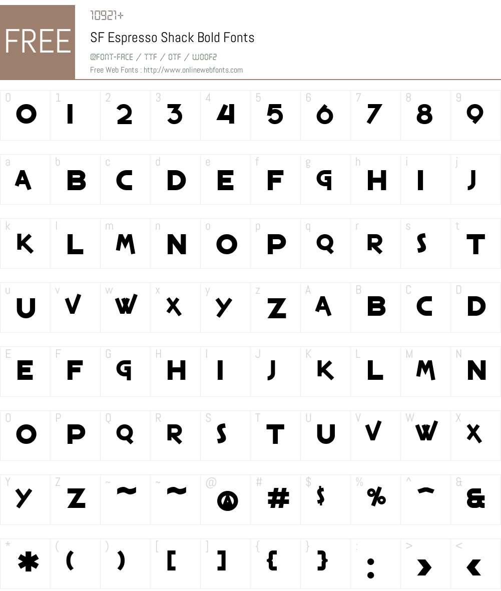 SF Espresso Shack Font Screenshots