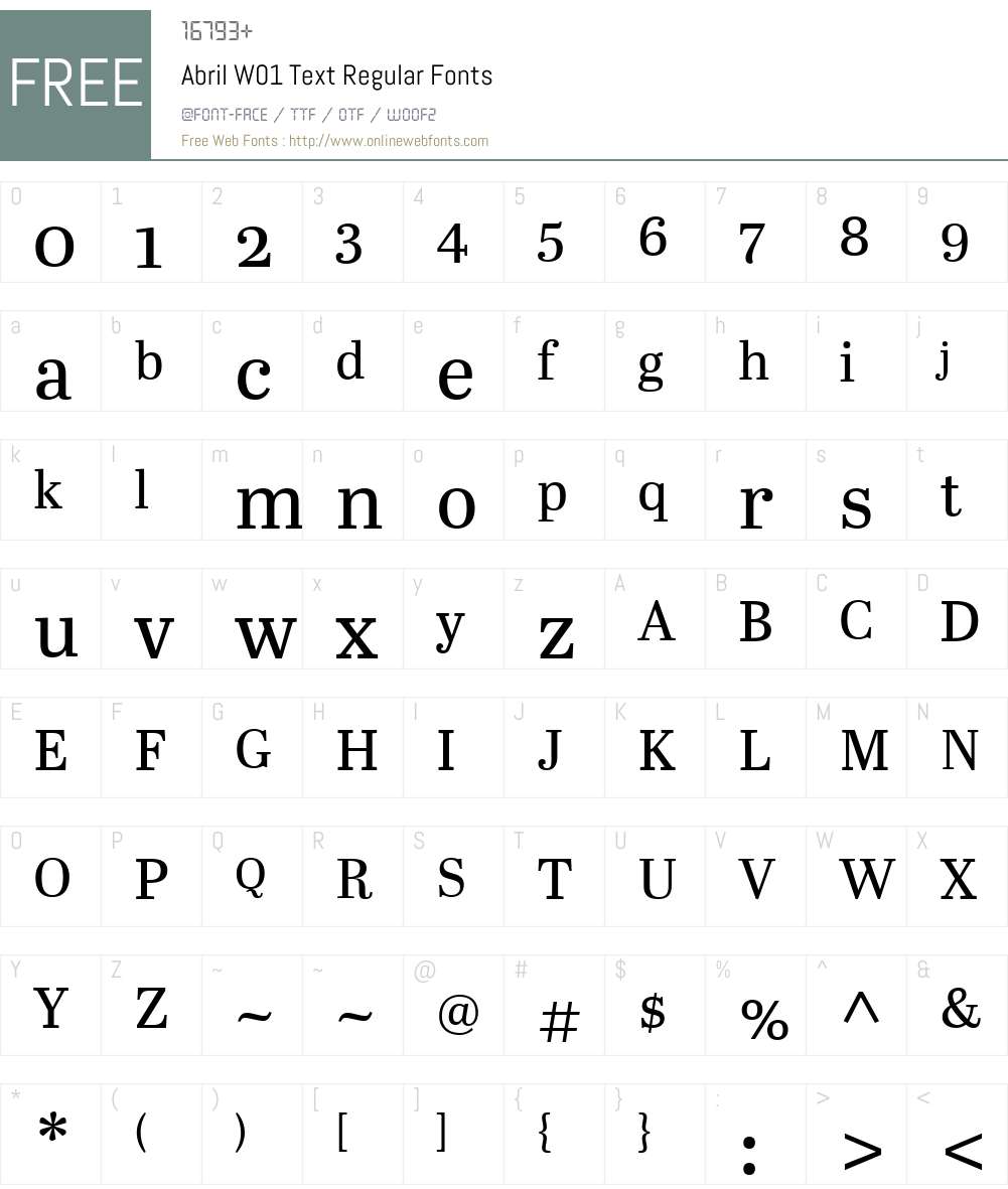 AbrilW01-TextRegular Font Screenshots