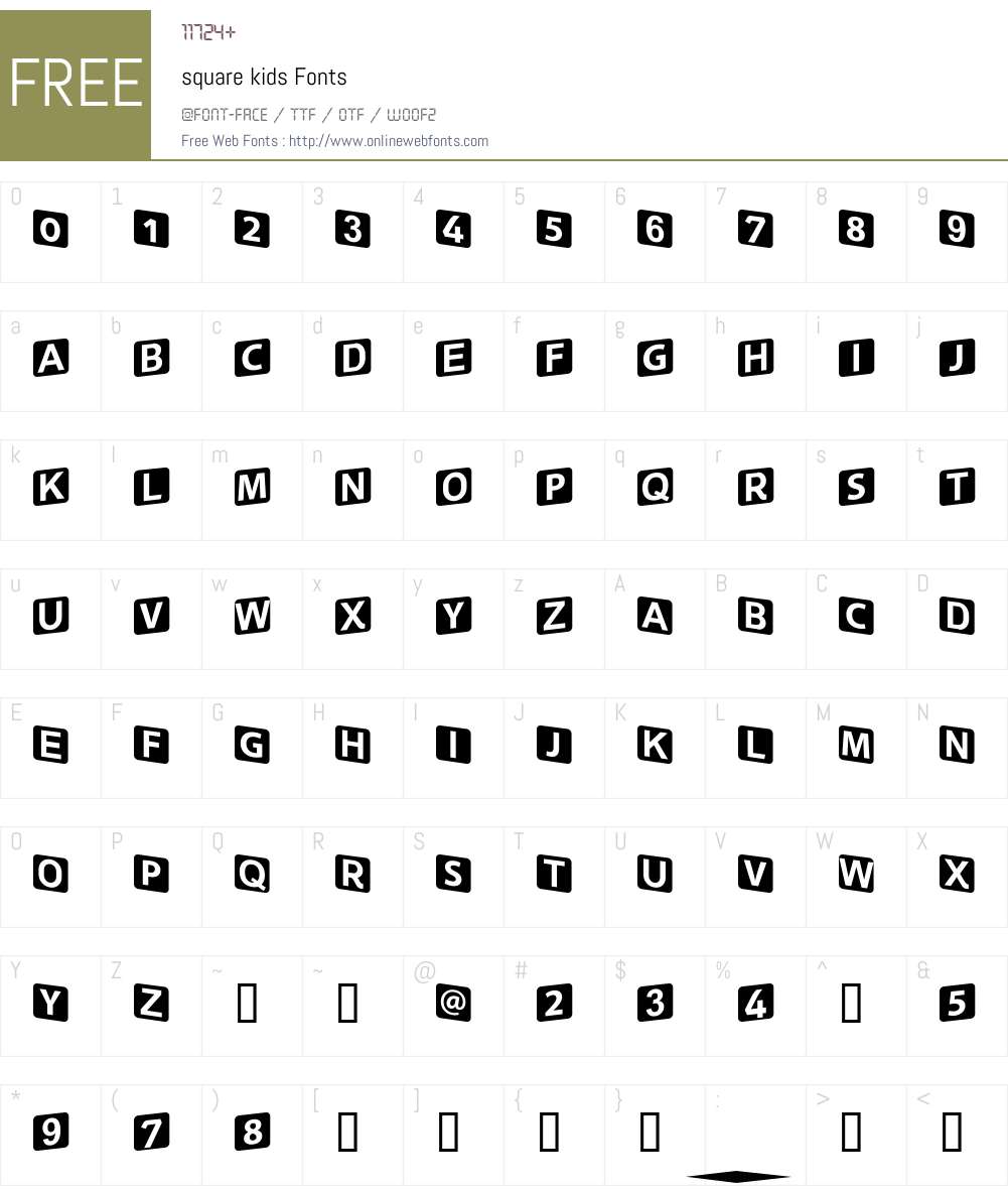 square kids Font Screenshots