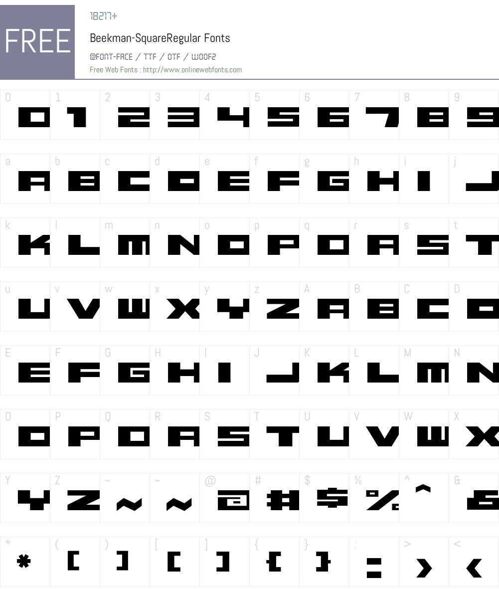 Beekman-SquareRegular Font Screenshots