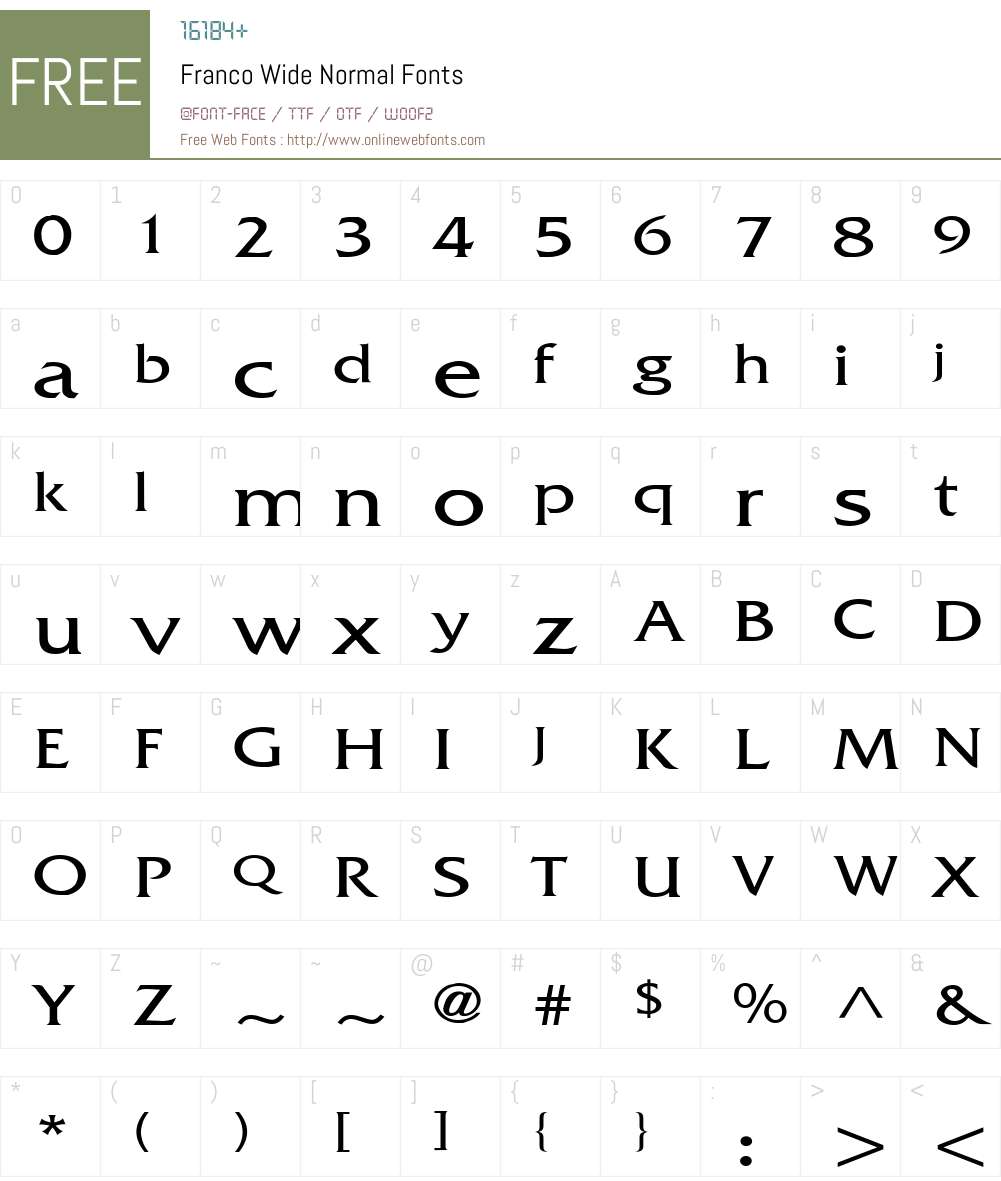 Franco Wide Font Screenshots