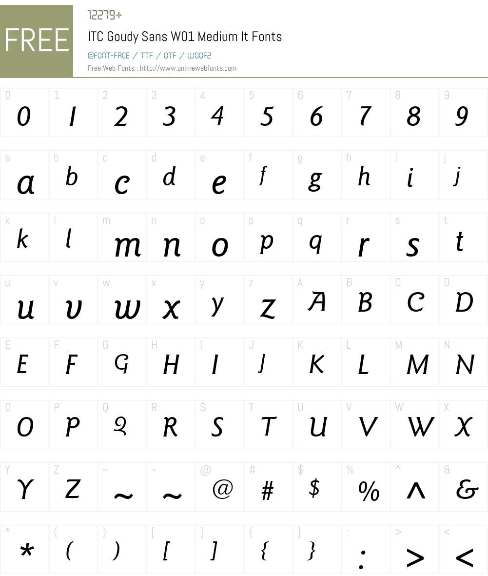 ITCGoudySansW01-MediumIt Font Screenshots