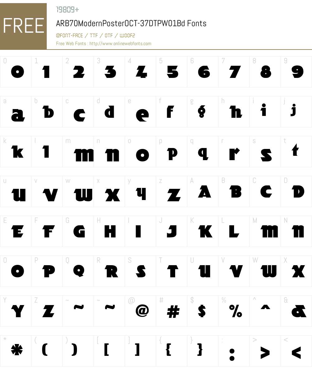 ARB70ModernPosterOCT-37DTPW01-Bd Font Screenshots