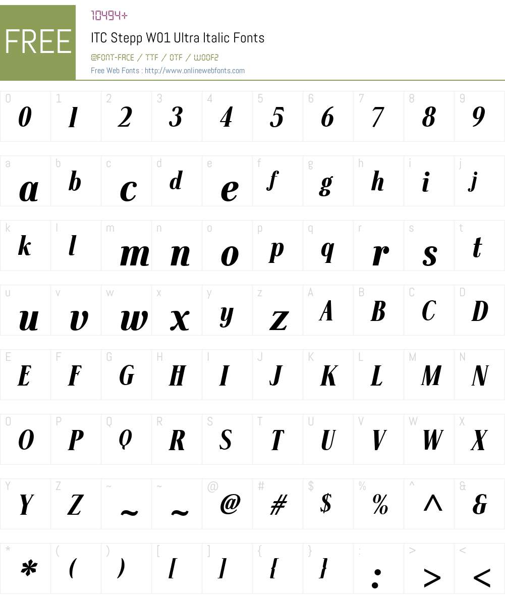 ITCSteppW01-UltraItalic Font Screenshots