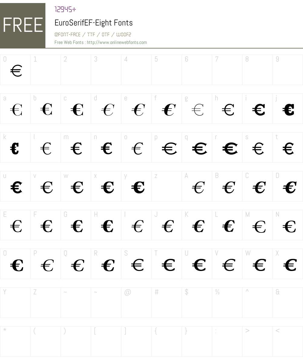 EuroSerifEF Font Screenshots