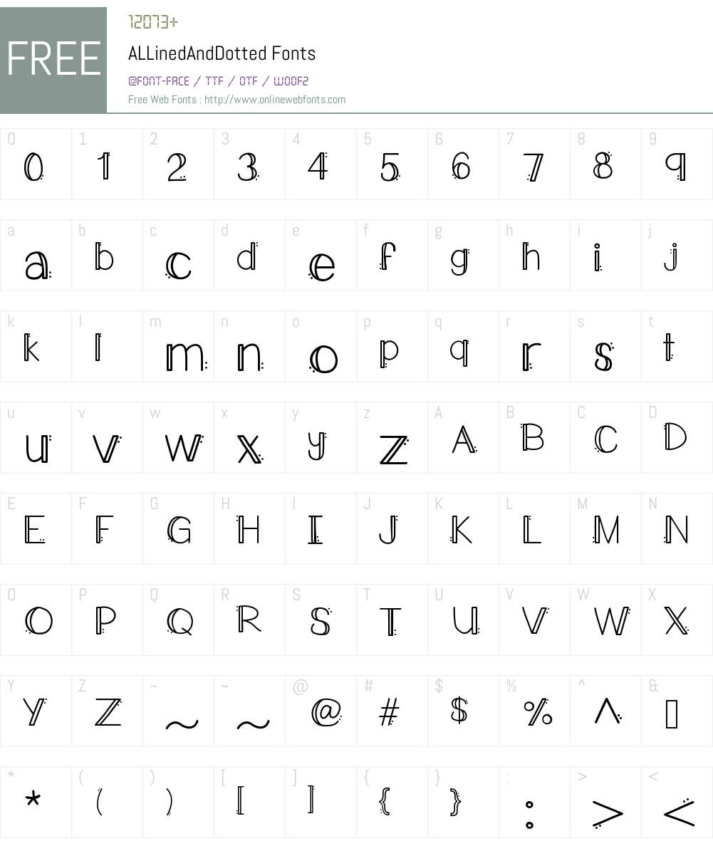 ALLinedAndDotted Font Screenshots