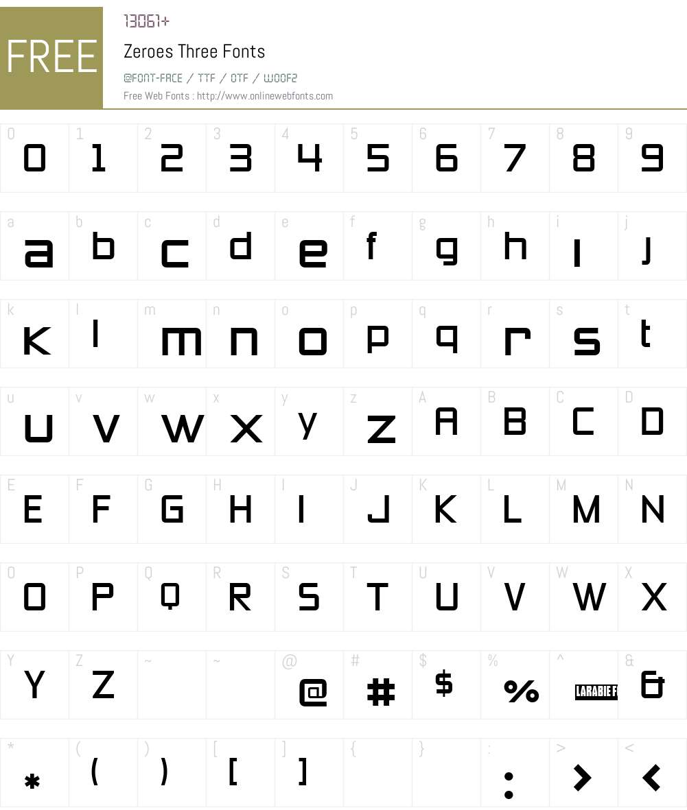 Zeroes Three Font Screenshots