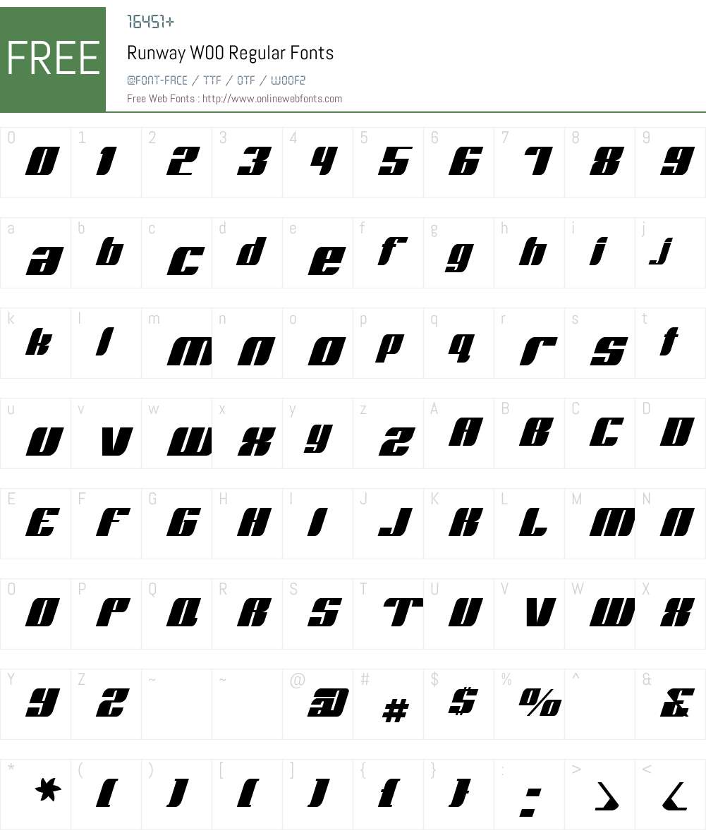 RunwayW00-Regular Font Screenshots