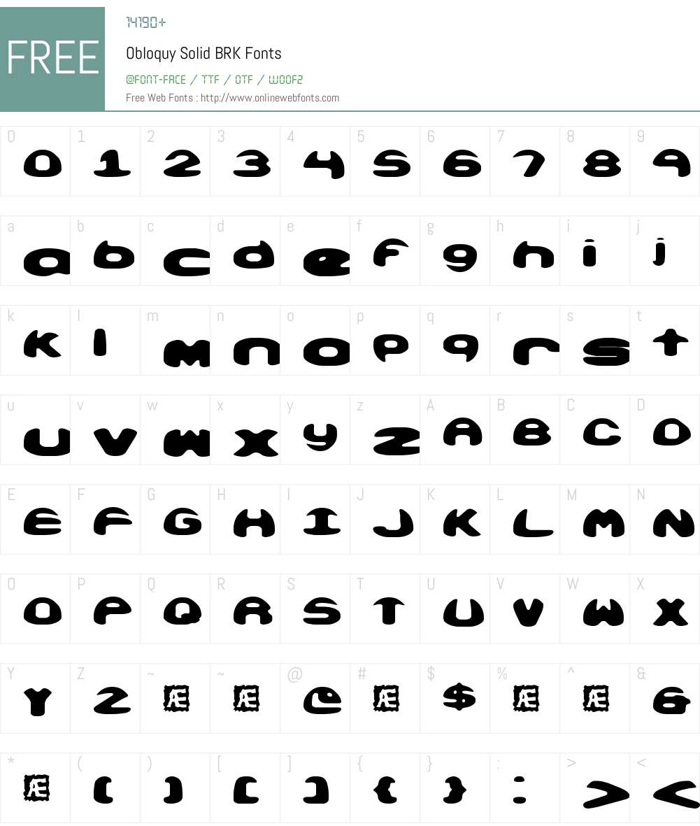 Obloquy Solid BRK Font Screenshots