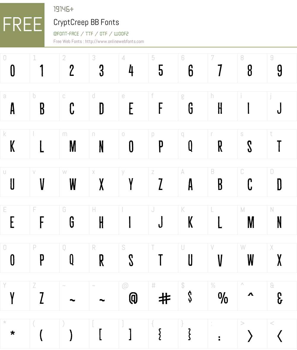 CryptCreep BB Font Screenshots