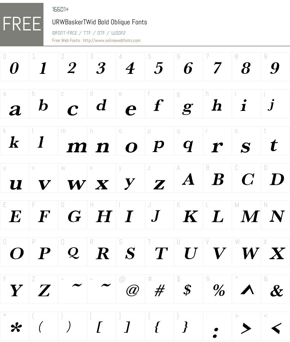 URWBaskerTWid Font Screenshots