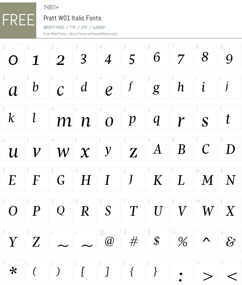 PrattW01-Italic Font Screenshots