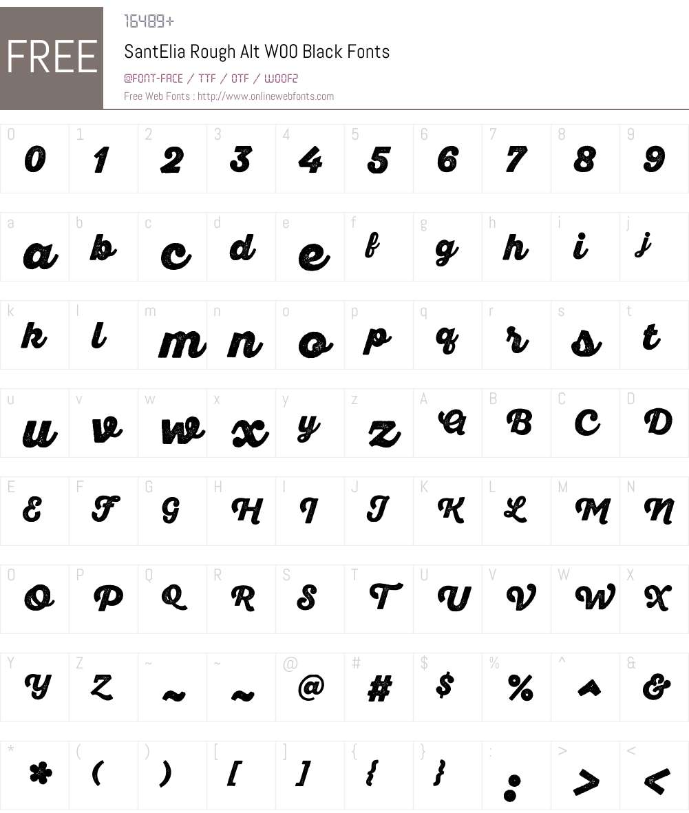 SantEliaRoughAltW00-Black Font Screenshots