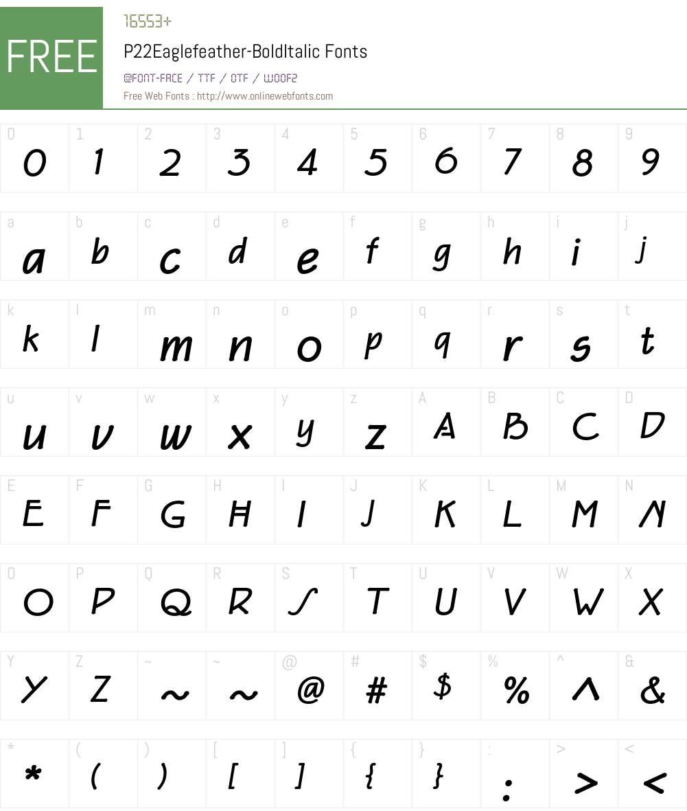 P22Eaglefeather Font Screenshots
