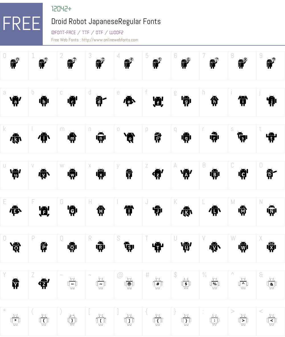 Droid Robot Japanese Font Screenshots