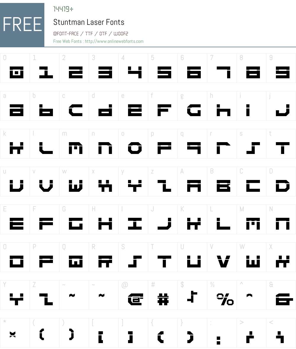 Stuntman Laser Font Screenshots