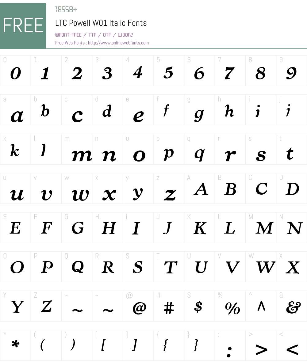 LTCPowellW01-Italic Font Screenshots