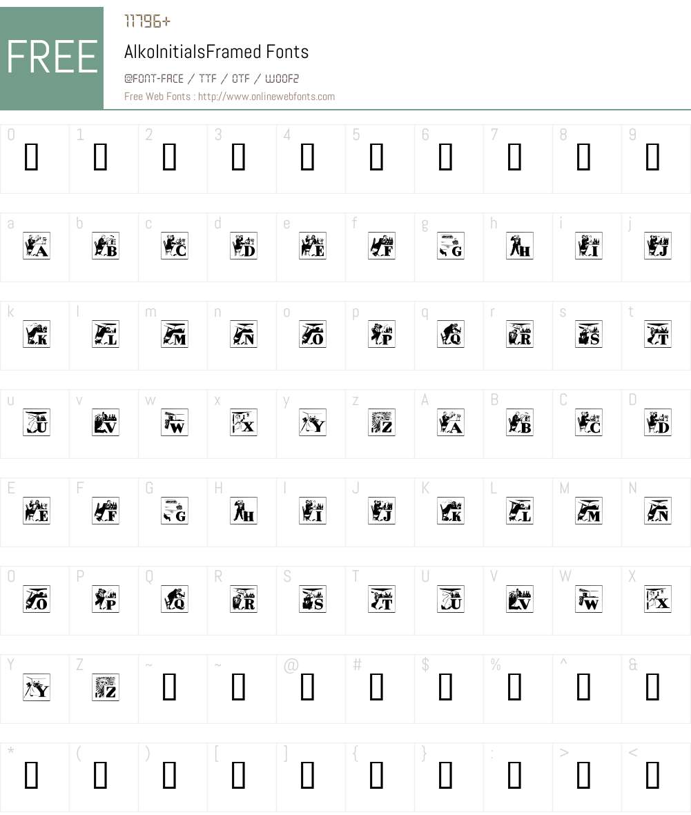 AlkoInitialsFramed Font Screenshots
