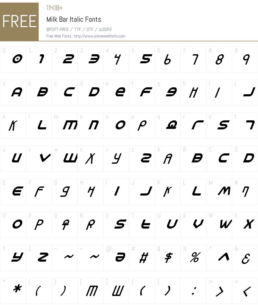 Milk Bar Italic Font Screenshots