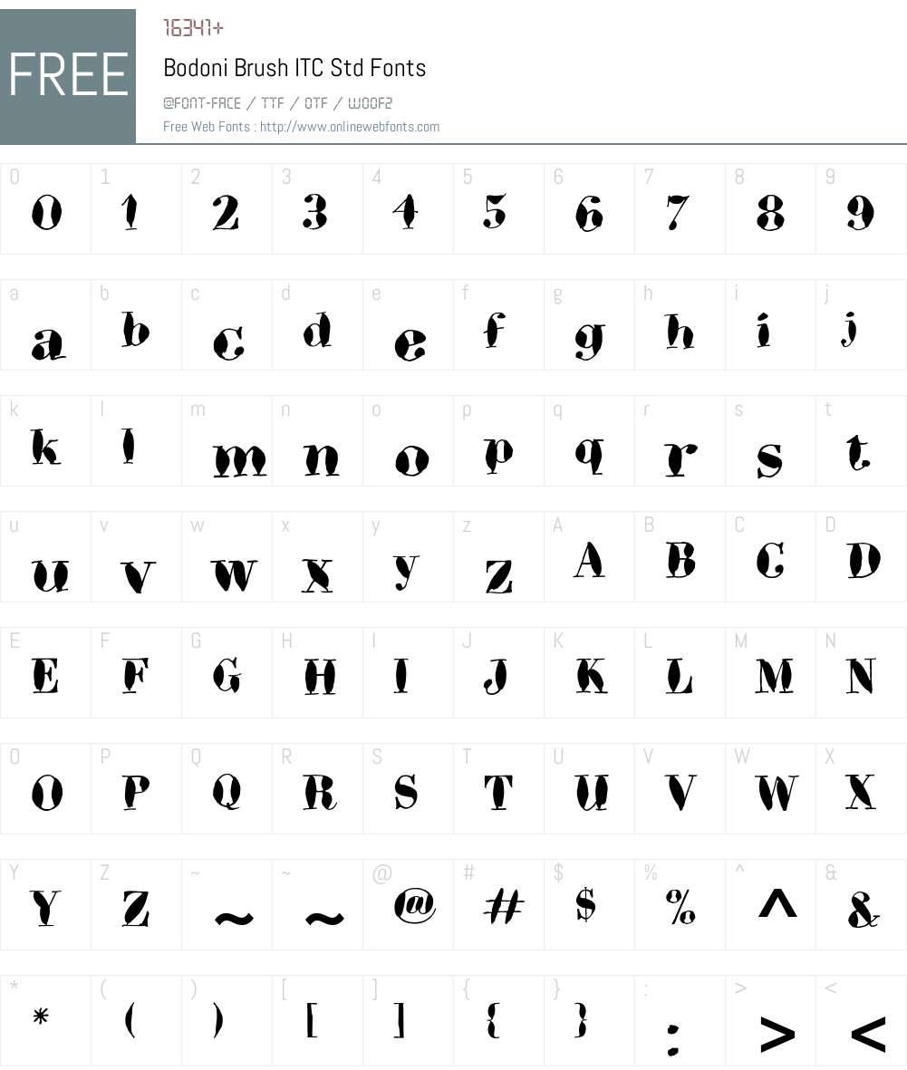 Bodoni Brush ITC Std Font Screenshots