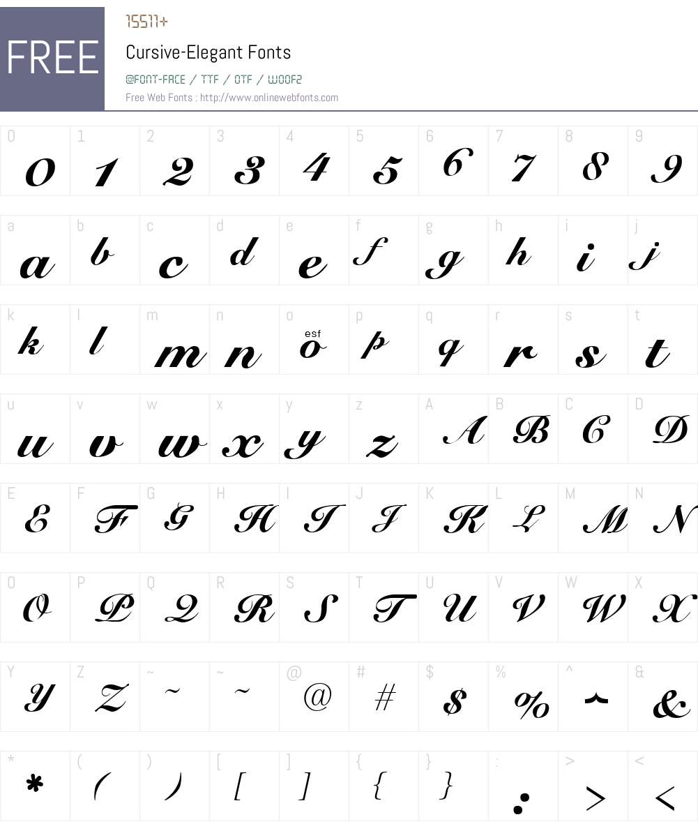 Cursive-Elegant Font Screenshots