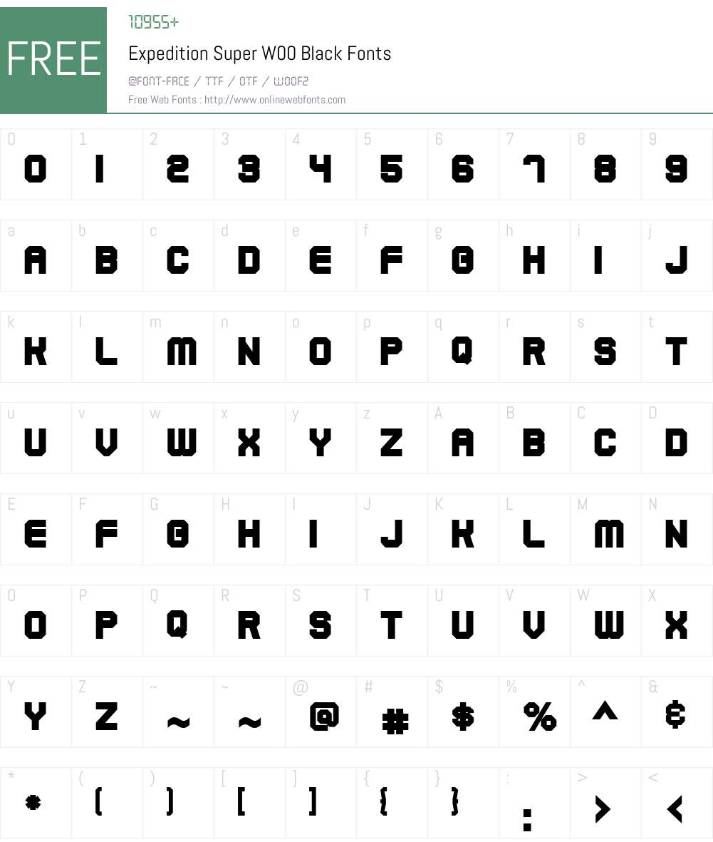 ExpeditionSuperW00-Black Font Screenshots