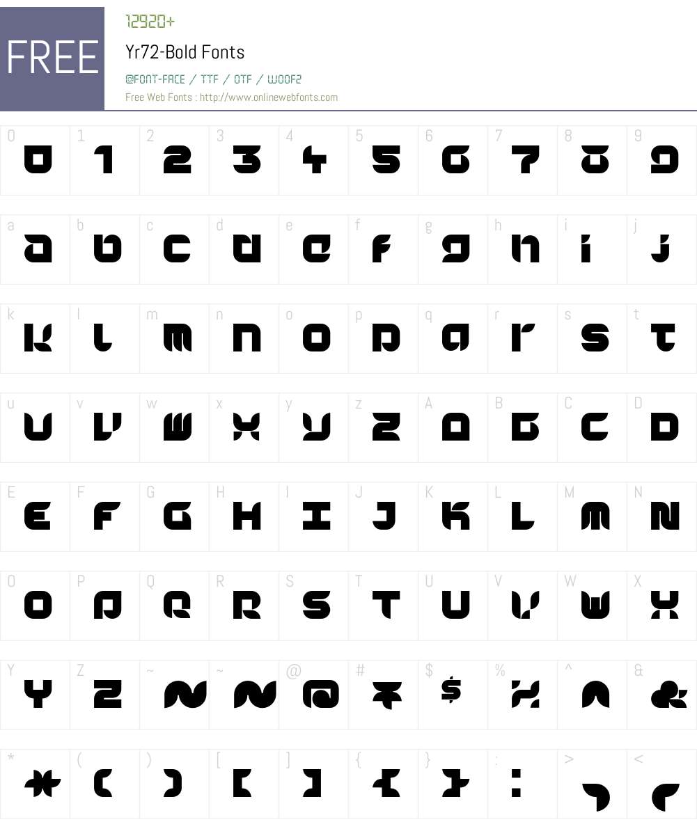 Yr72 Font Screenshots