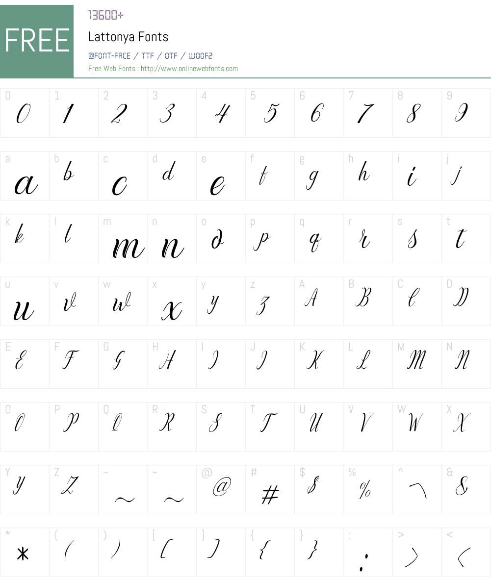 Lattonya Font Screenshots