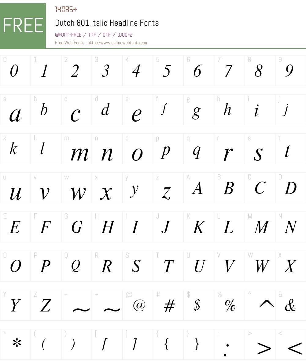 Dutch 801 Font Screenshots