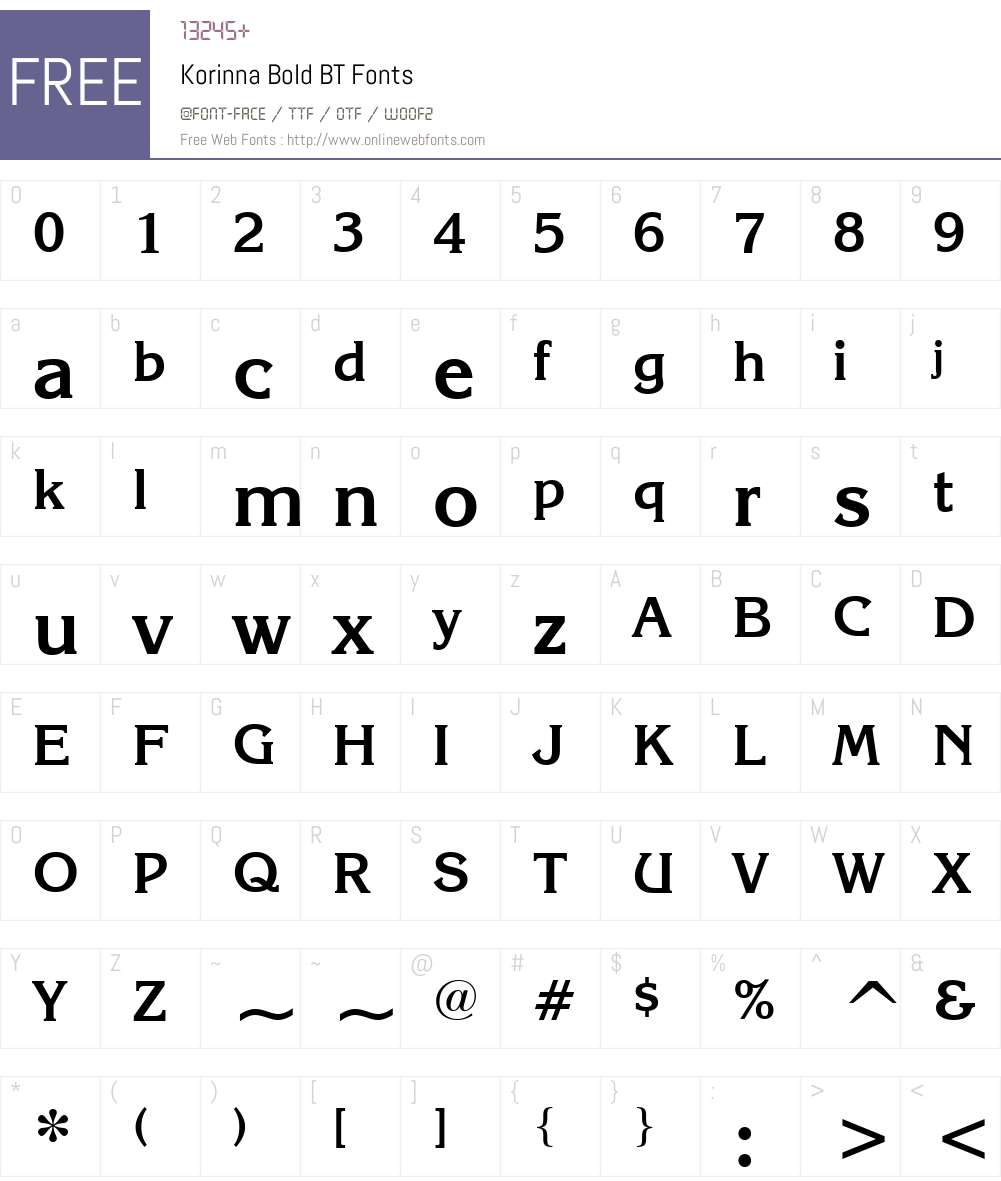 Korinna BT Font Screenshots