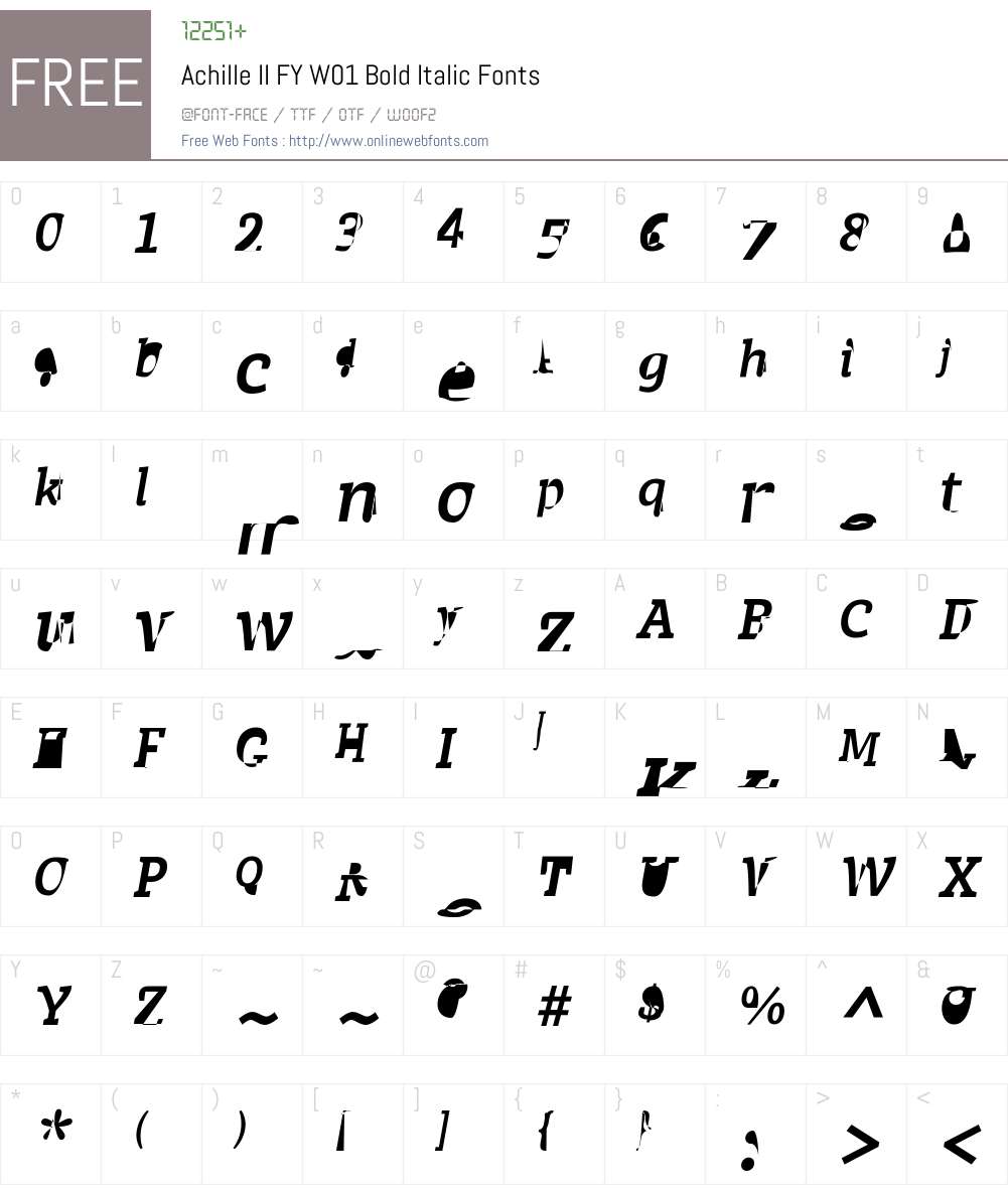 AchilleIIFYW01-BoldItalic Font Screenshots