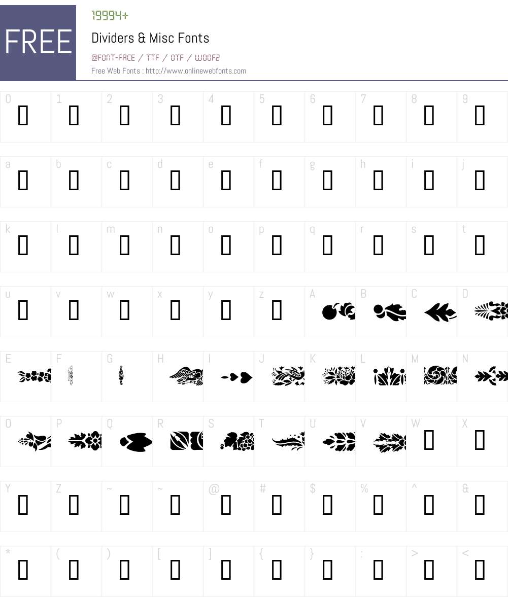 Dividers & Misc Font Screenshots
