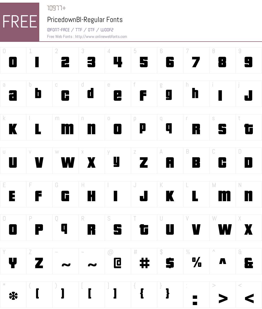Pricedown Font Screenshots