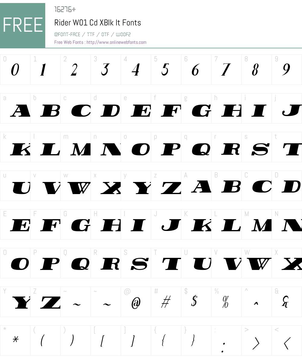 RiderW01-CdXBlkIt Font Screenshots