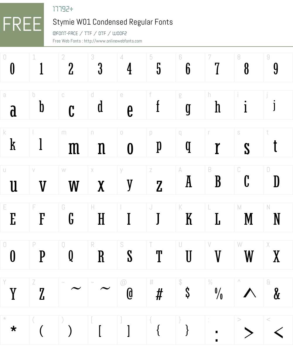 StymieW01-CondensedRegular Font Screenshots