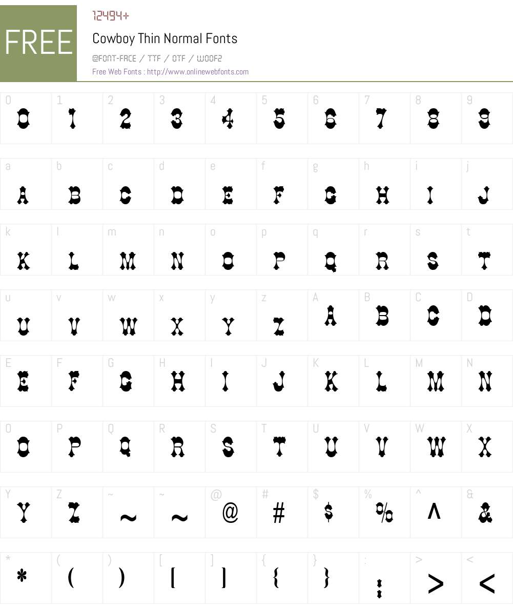 Cowboy Thin Font Screenshots