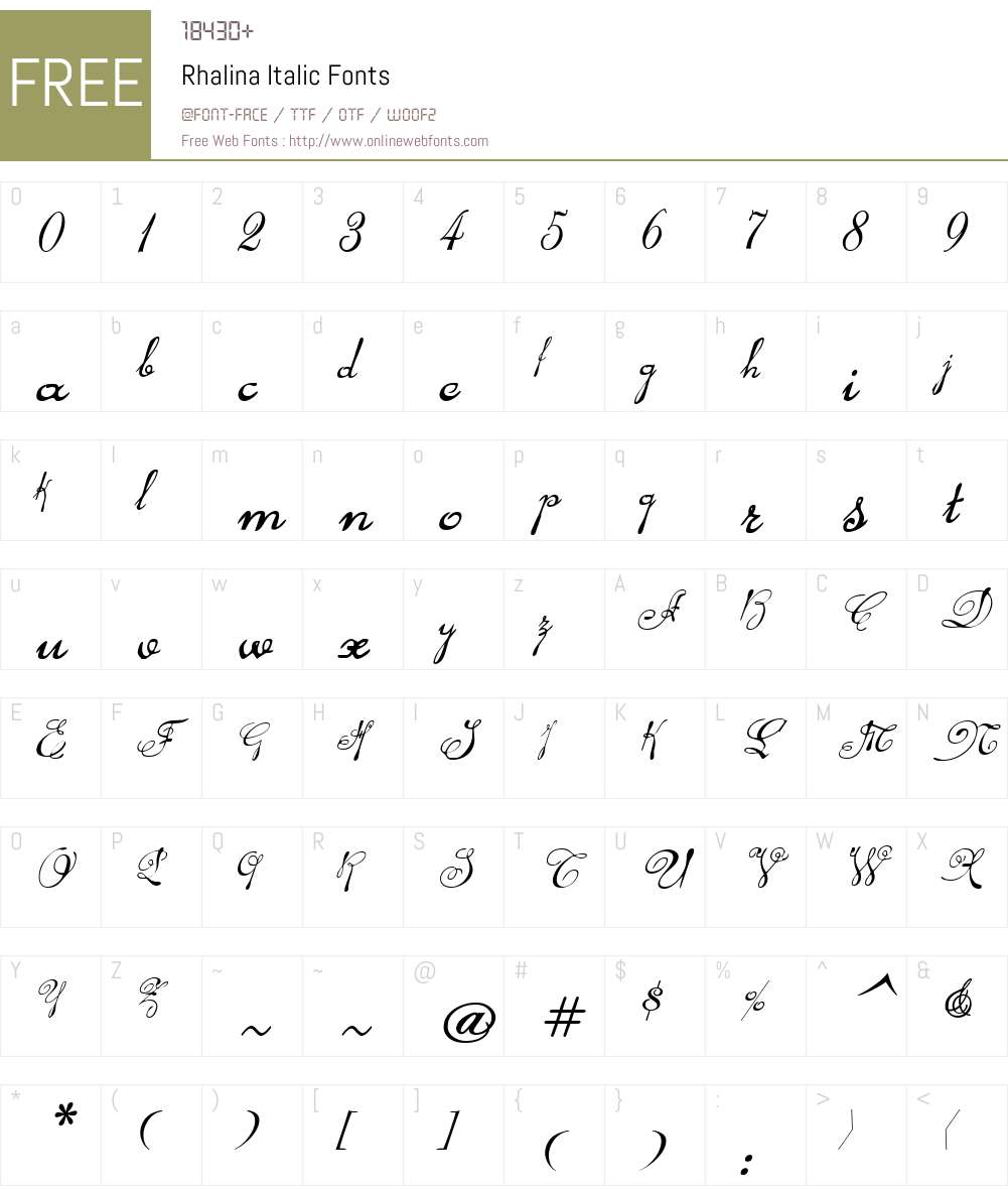 Rhalina Italic Font Screenshots