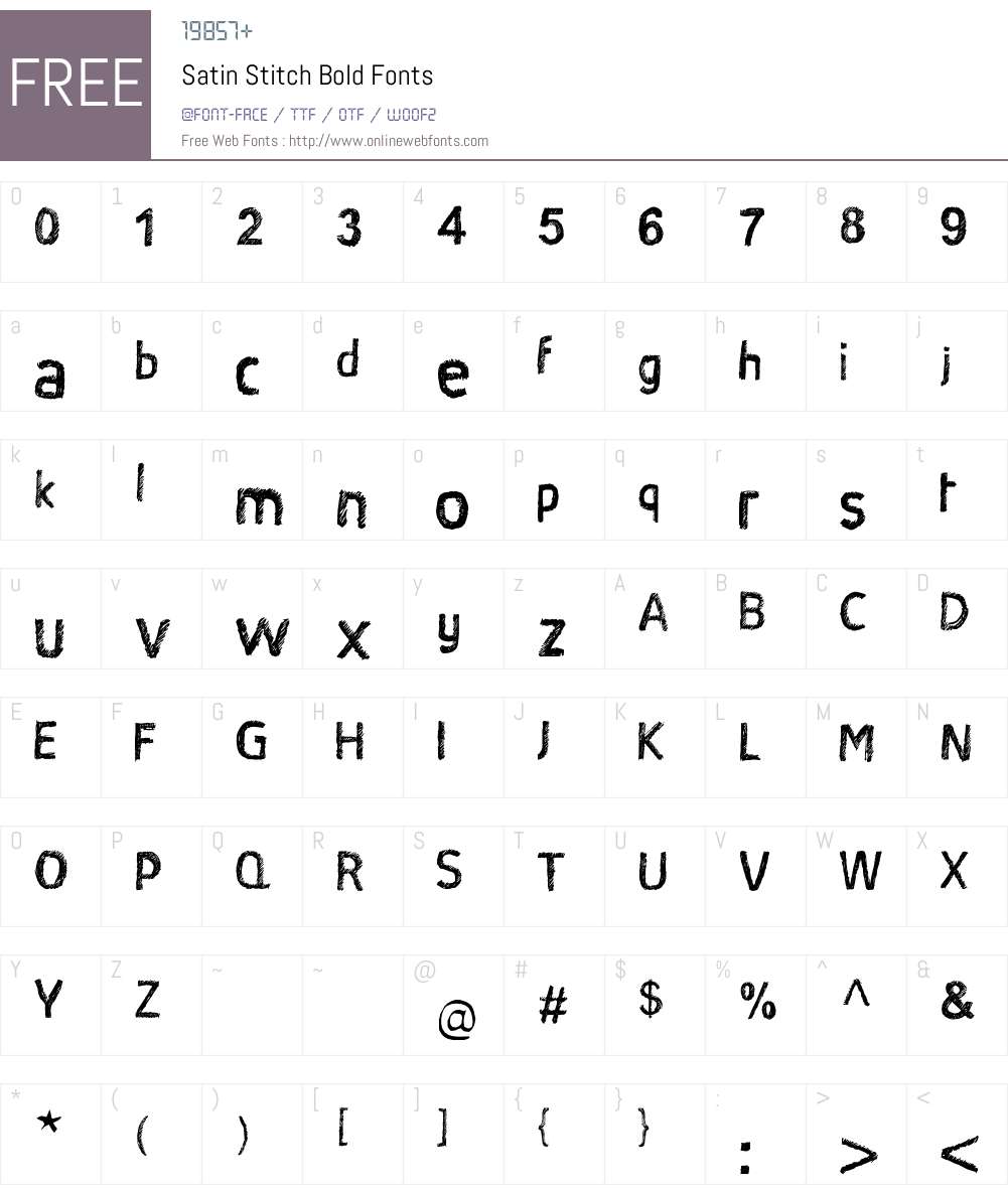 Satin Stitch Font Screenshots