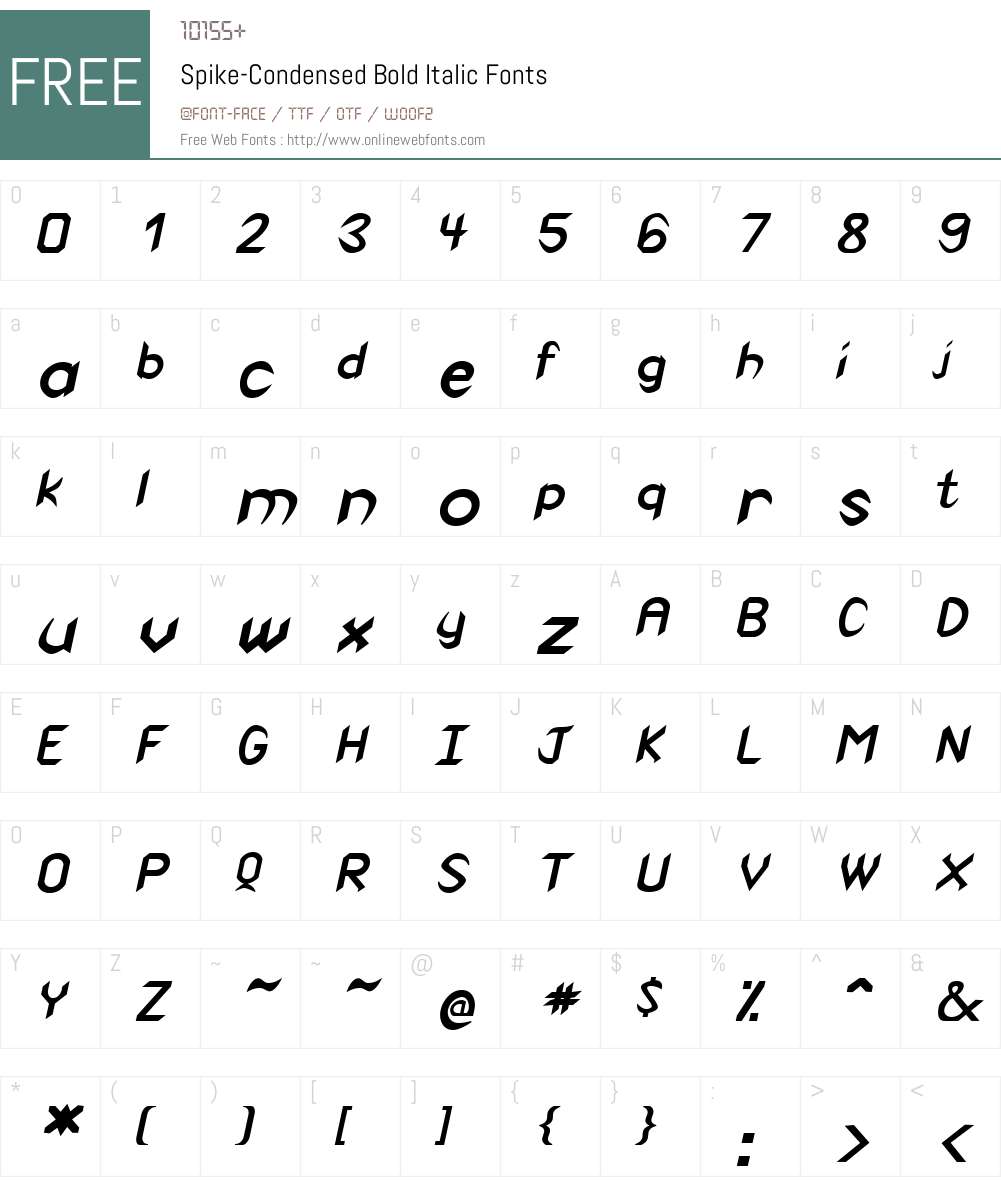 Spike-Condensed Font Screenshots