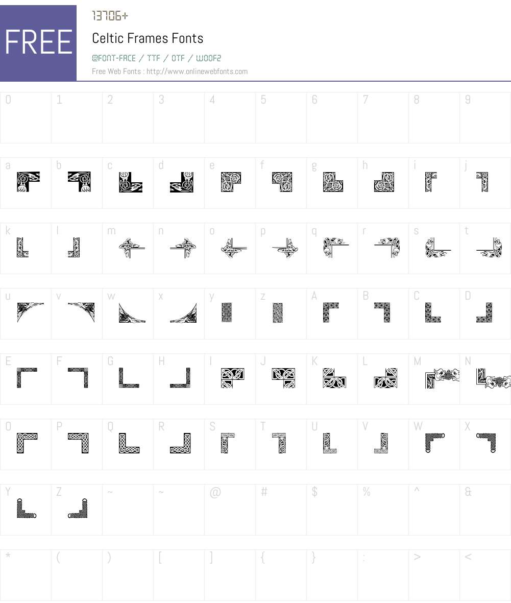 Celtic Frames Font Screenshots