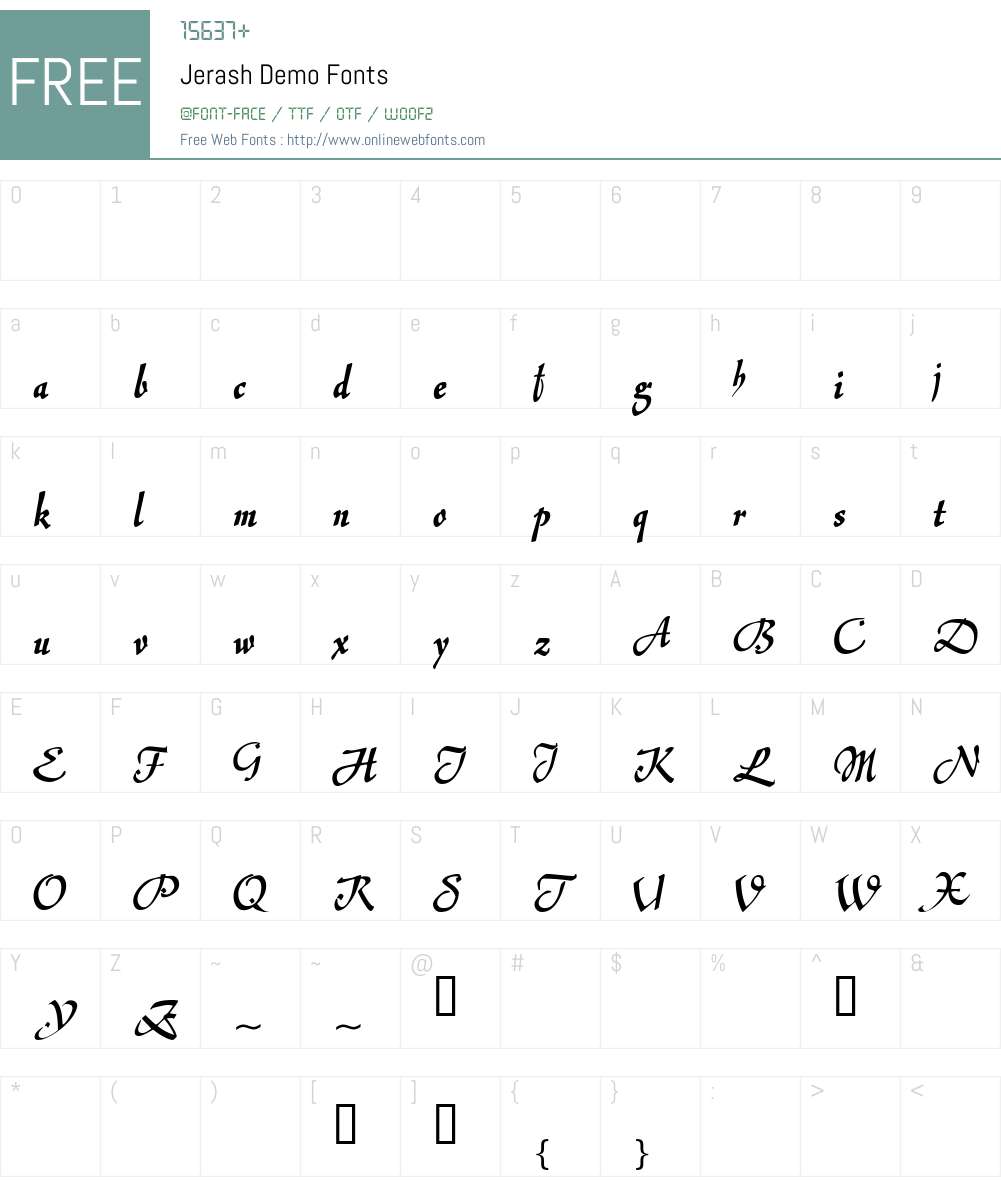Jerash Demo Font Screenshots