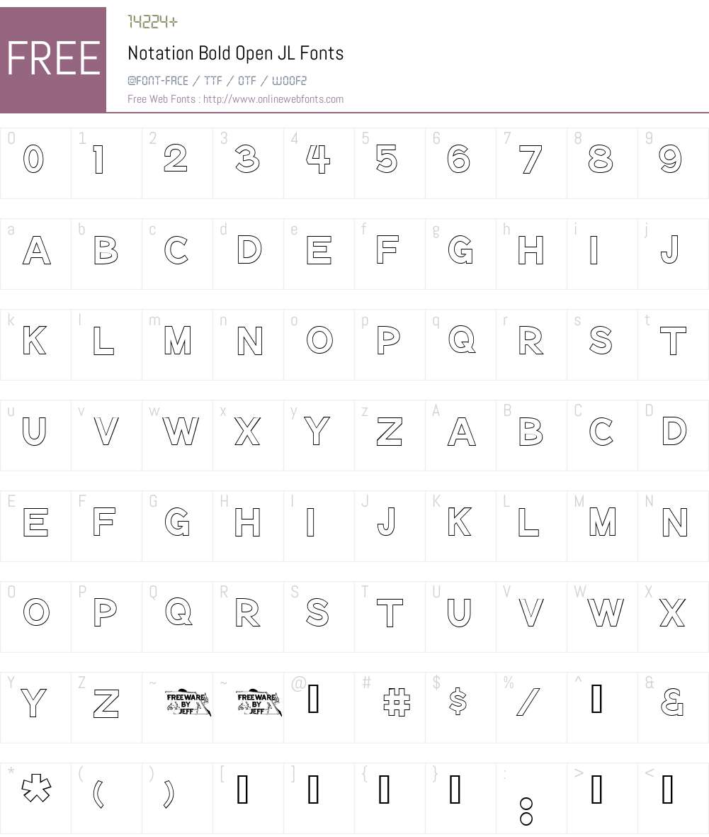 Notation Bold Open JL Font Screenshots