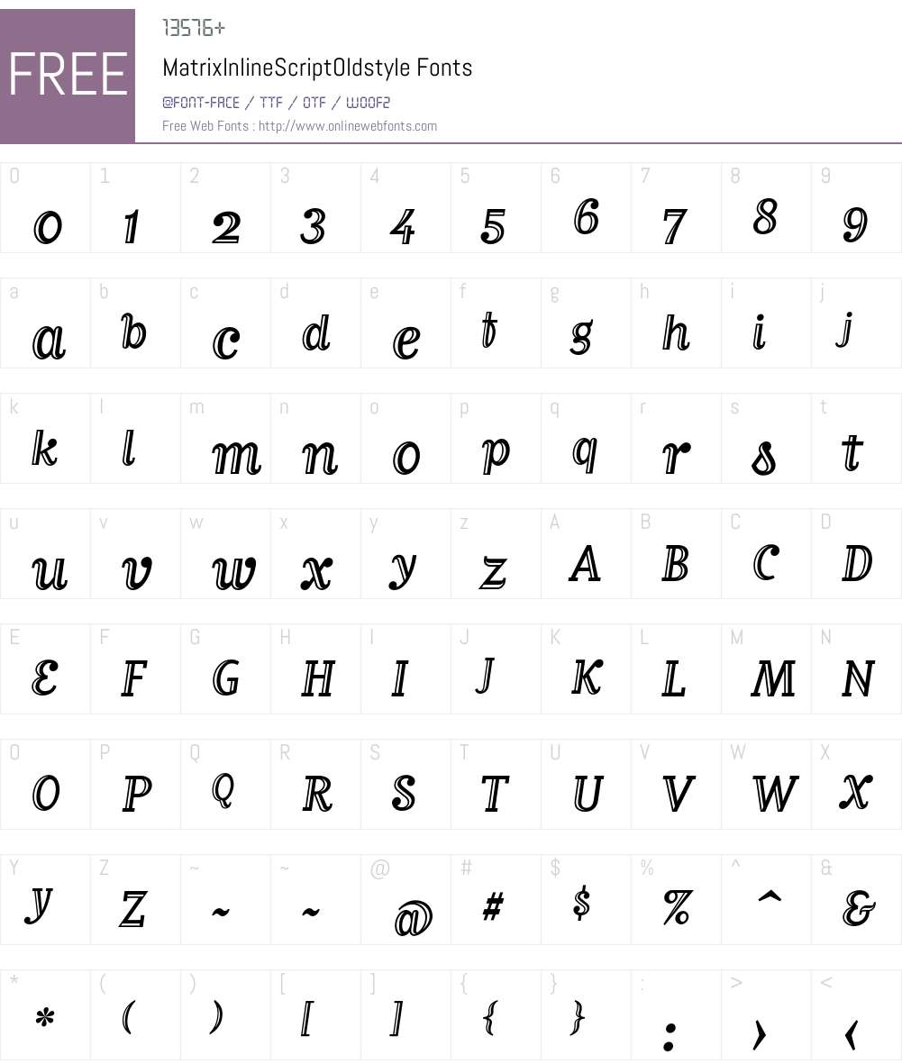 MatrixInlineScriptOldstyle Font Screenshots