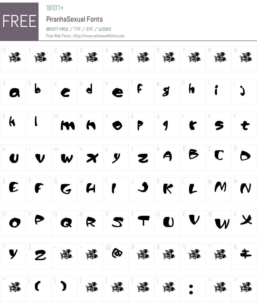 PiranhaSexual Font Screenshots