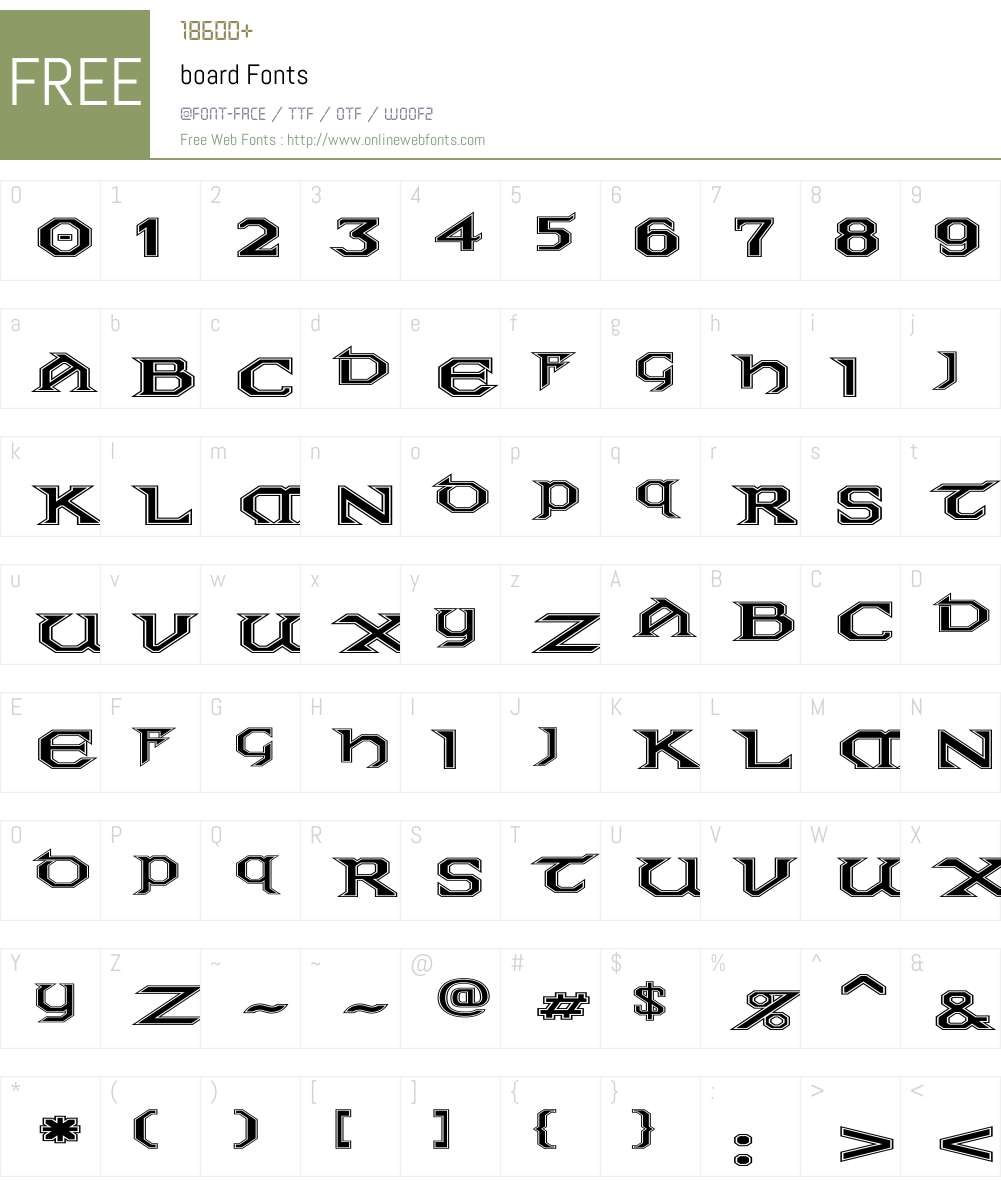 board Font Screenshots