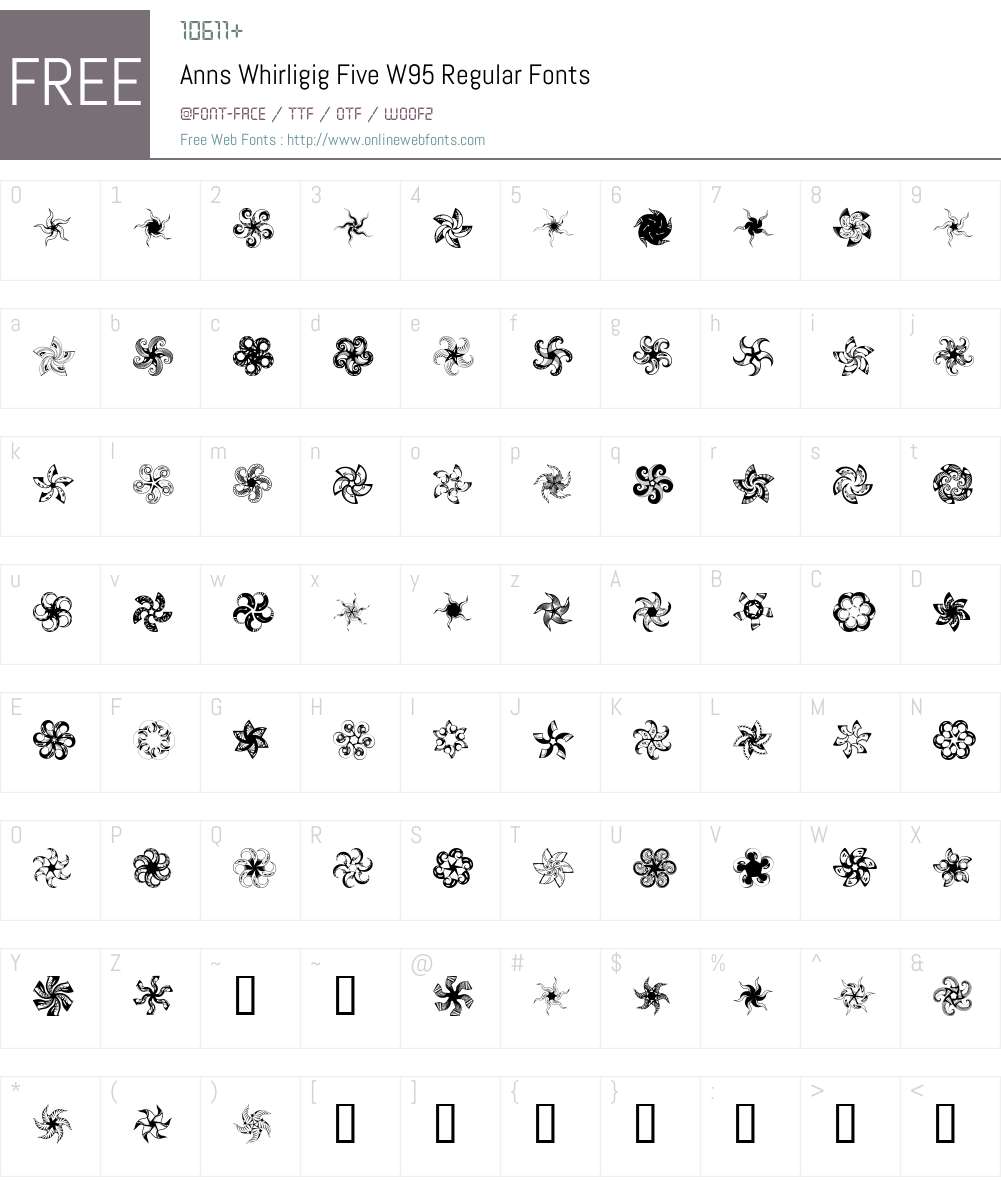 Anns Whirligig Five Font Screenshots